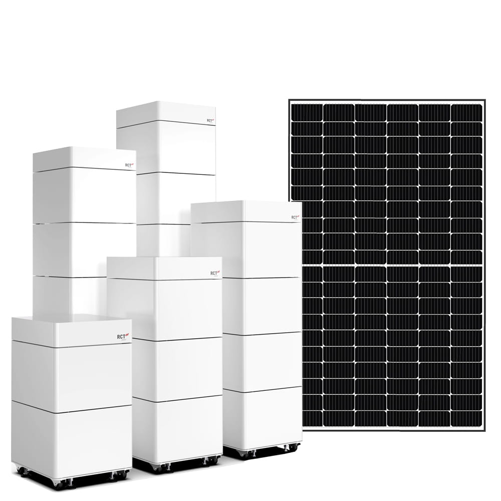 RCT Power Battery 9,6 kWh modulares Speichersystem inkl. 24x Solar Fabrik Mono 415W S4 Halfcut Black-White Black Frame PV Modul inkl. Unterkonstruktion