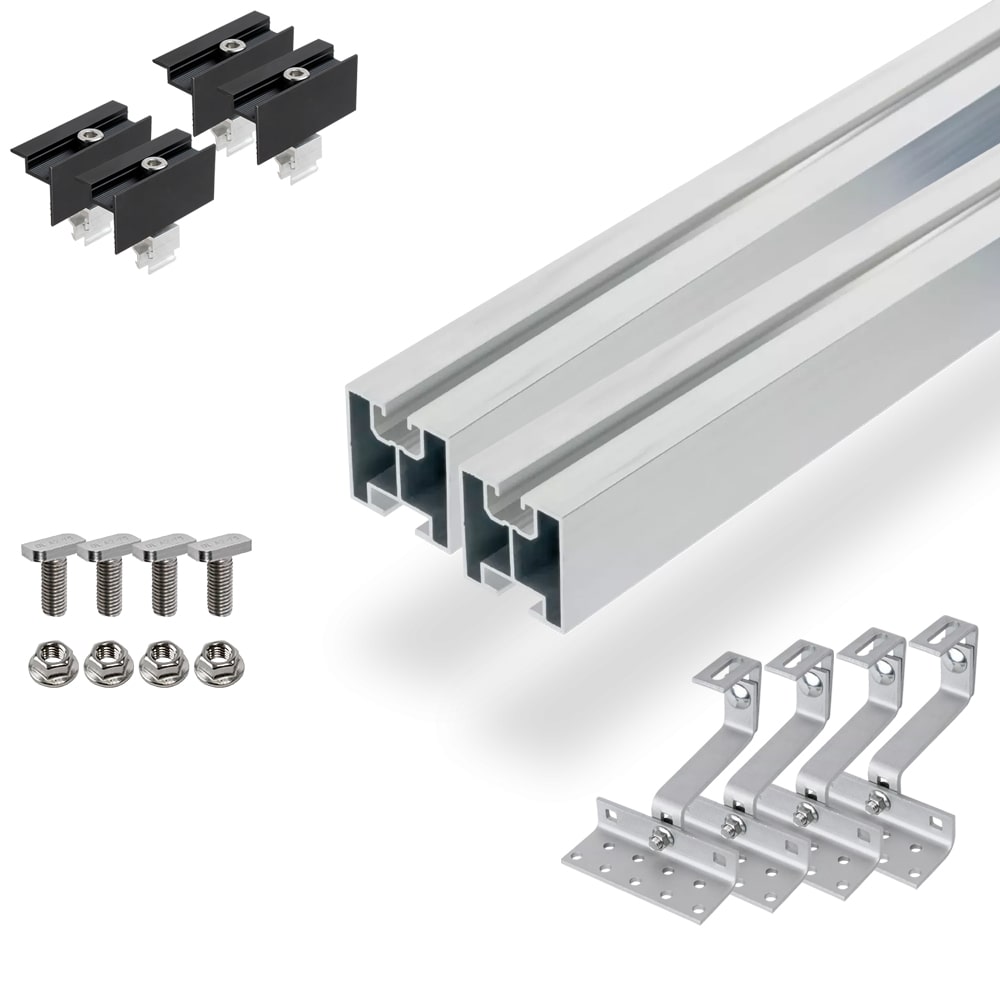 Schrägdach Montageset für 1 PV-Modul senkrechte Montage silber