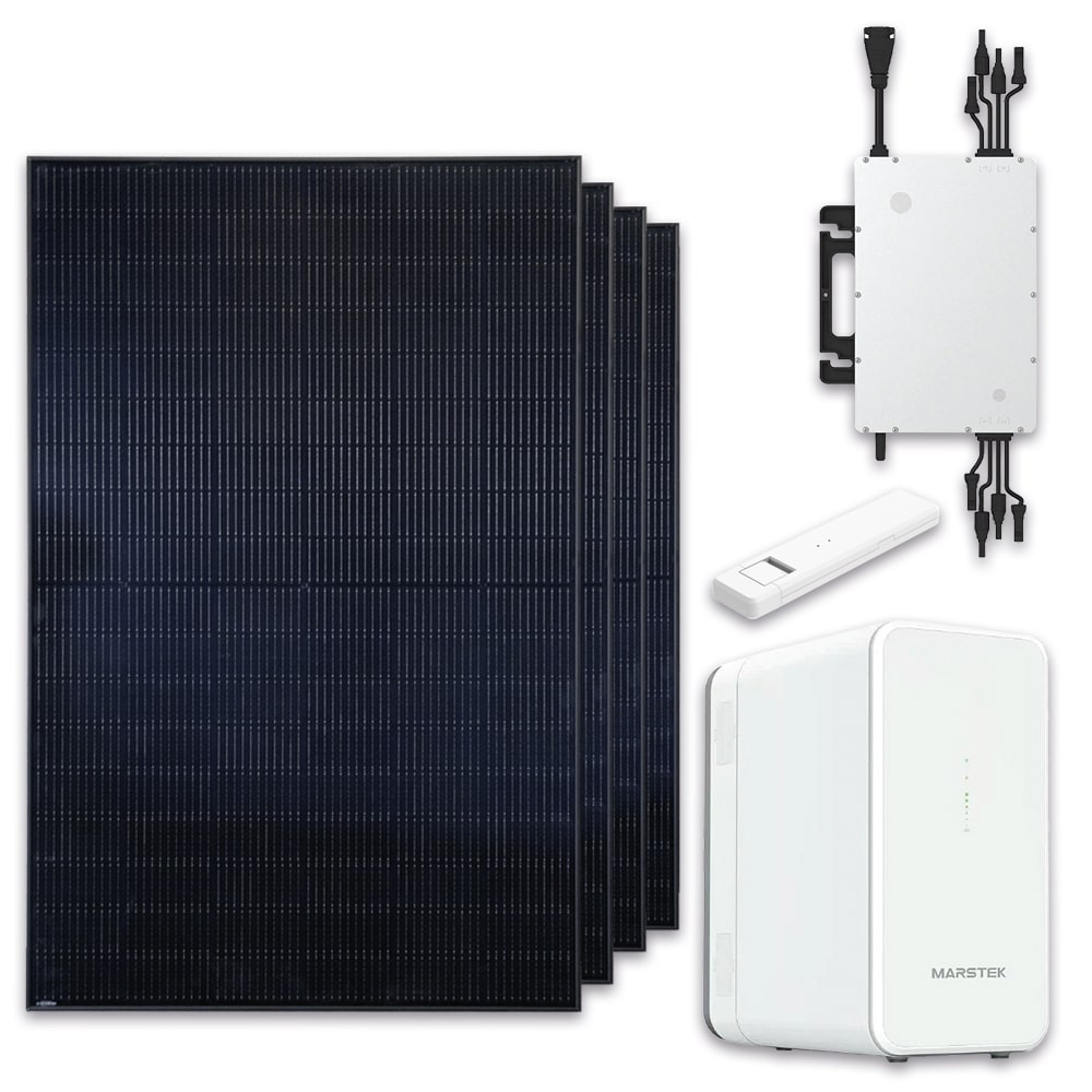 Solar-Haus Balkonkraftwerk 1800/800 Watt 4x JASolar 450W Full Black inkl. Marstek 2.24 kWh LFP Speicher