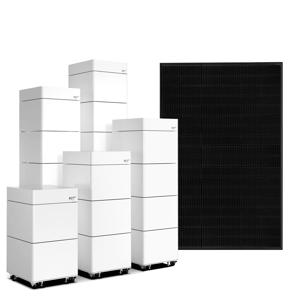 RCT Power Battery 9,6 kWh modulares Speichersystem inkl. 24x JASolar 455W JAM54D41-455/LB Bifacial Glas/Glas PV Modul Full Black