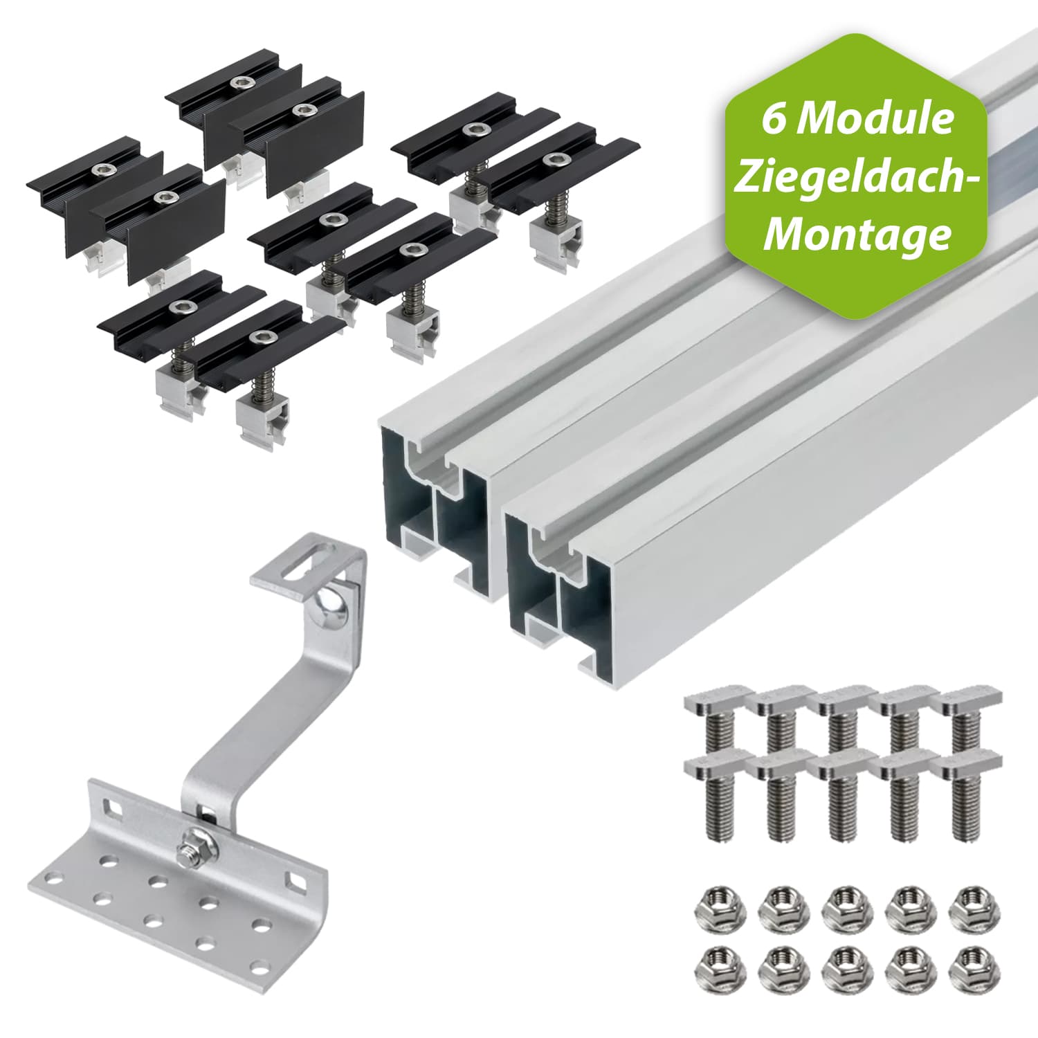Unterkonstruktion - 6 PV-Module für Ziegeldach-Montage